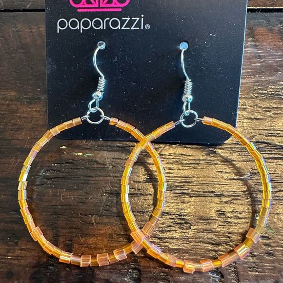 Colorfully Curvy Orange Earrings (158) - Picture 3 of 3